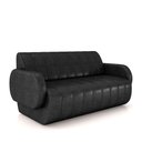 Ver imagem 1 de Sofá Decorativo Living Sala de Estar Bornéu 148cm Pés de Madeira Pu Preto G33 - Gran Belo