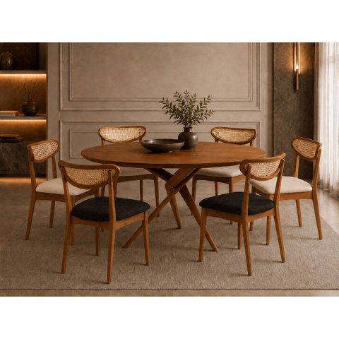 Sala Jantar Maciça 06 Lugares Pisa Telinha - Essenza Móveis