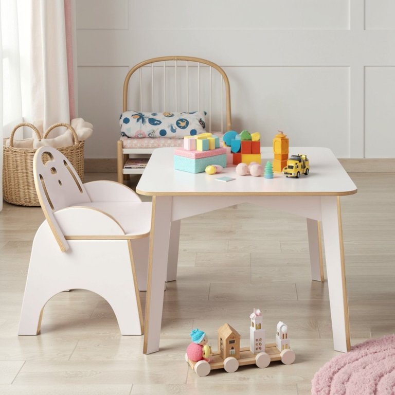 Conjunto Mesa Infantil com Cadeira Didática para Estudo Pintura - Branco