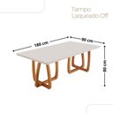Ver imagem 3 de Mesa para Sala de Jantar Flora 180cm Tampo Canto Moeda Laqueado com Vidro