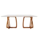 Ver imagem 2 de Mesa para Sala de Jantar Flora 180cm Tampo Canto Moeda Laqueado com Vidro