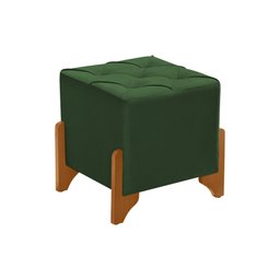Puff Monet em Veludo Verde Base em Madeira Maciça - Luxo Estofados - 2