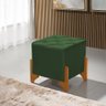 Puff Monet em Veludo Verde Base em Madeira Maciça - Luxo Estofados - 1