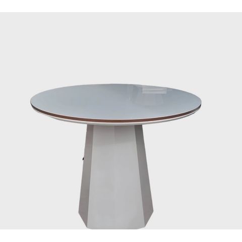 Mesa de Jantar Cone Oitavada 90cm Tampo Duplo Vidro Off/mel/off