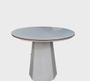 Ver imagem 1 de Mesa de Jantar Cone Oitavada 90cm Tampo Duplo Vidro Off/mel/off
