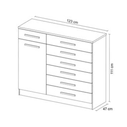 COMODA AURORA 7 GAVETAS 1 PORTA COM PRATELEIRA INTERNA EBANO TOUCH - DEMÓBILE - 4