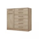 Ver imagem 3 de Comoda Aurora 7 Gavetas 1 Porta com Prateleira Interna Nogal/vanilla Touch - Demóbile