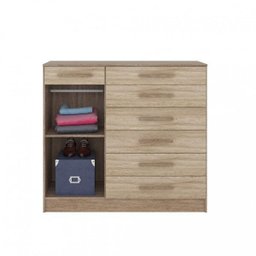Comoda Aurora 7 Gavetas 1 Porta com Prateleira Interna Nogal/vanilla Touch - Demóbile - 2