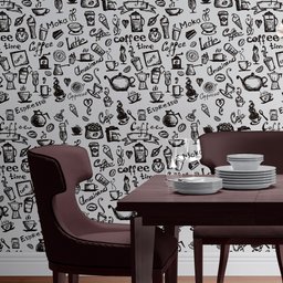 Papel De Parede Vinílico Lavável Cozinha Gourmet Café Branco - 4