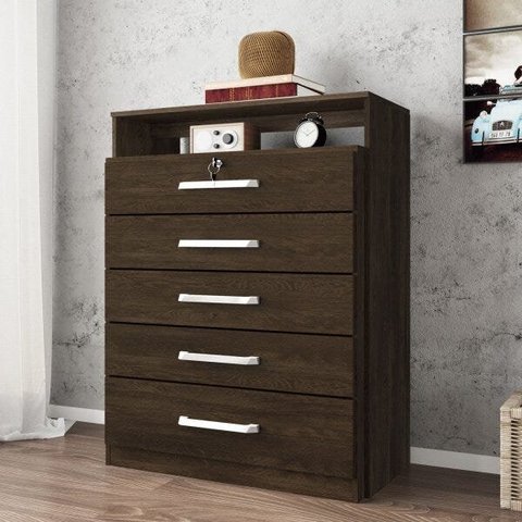 Cômoda 5 Gavetas Triunfo Ébano Touch Demóbile