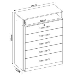 Cômoda Triunfo 5 gavetas Nogal Vanilla Touch - Demóbile - 4