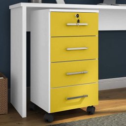 Gaveteiro 4 Gavetas com Rodízios e Chave Gávea Office Móveis Leão Flex Color - 2
