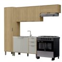 Ver imagem 2 de Cozinha Modulada 4 Peças Completa Vick Castanho Off White