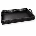 Ver imagem 2 de Bandeja Mdf Lisa C/ Detalhe Elegante Alça P/ Café Decoração:preto