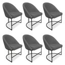 Ver imagem 1 de Kit 06 Cadeiras Poltrona de Jantar Bela Suede Base Metálica Industrial Preto - Pallazio