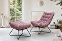 Ver imagem 1 de Poltrona Costela Decorativa com Puff Madeira Eva Preto - Rose