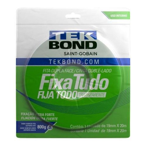 Fita Dupla Face Supertape Fita Fixa Tudo Fixação Ultra Forte Transparente Acrílico 19MMX20M