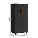 Ver imagem 3 de Armário Multiuso 2 Portas com Rodinha Nara - Preto