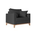 Ver imagem 3 de Kit 2 Poltronas Beny Decorativa com 2 Almofadas Veludo Cinza Base em Madeira Maciça