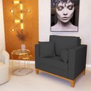Ver imagem 2 de Kit 2 Poltronas Beny Decorativa com 2 Almofadas Veludo Cinza Base em Madeira Maciça