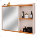 Ver imagem 1 de Espelheira Armário Banheiro Suspenso com Espelho 1 Porta Prateleira Organizadora Lavabo Luxo