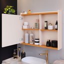 Ver imagem 5 de Espelheira Armário Banheiro Suspenso com Espelho 1 Porta Prateleira Organizadora Lavabo Luxo