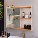 Ver imagem 2 de Espelheira Armário Banheiro Suspenso com Espelho 1 Porta Prateleira Organizadora Lavabo Luxo