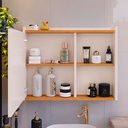 Ver imagem 4 de Espelheira Armário Banheiro Suspenso com Espelho 1 Porta Prateleira Organizadora Lavabo Luxo