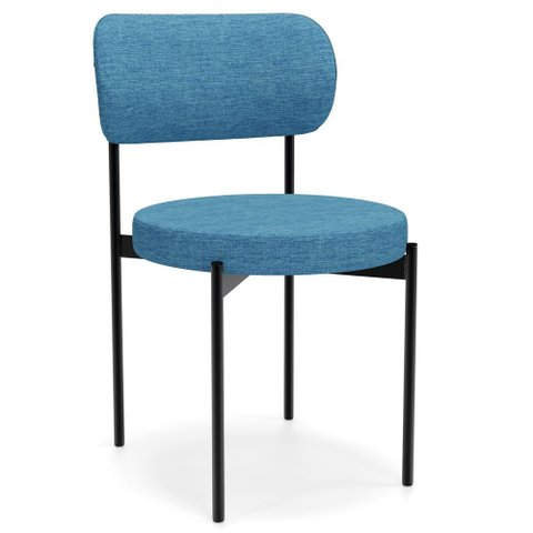 Cadeira Decorativa Estofada para Sala de Jantar Louvre L02 Linho Azul - Lyam Decor