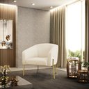 Ver imagem 2 de Cadeira Sala de Jantar Pé de Ferro Dourado Stella Linho D03 - D'Rossi