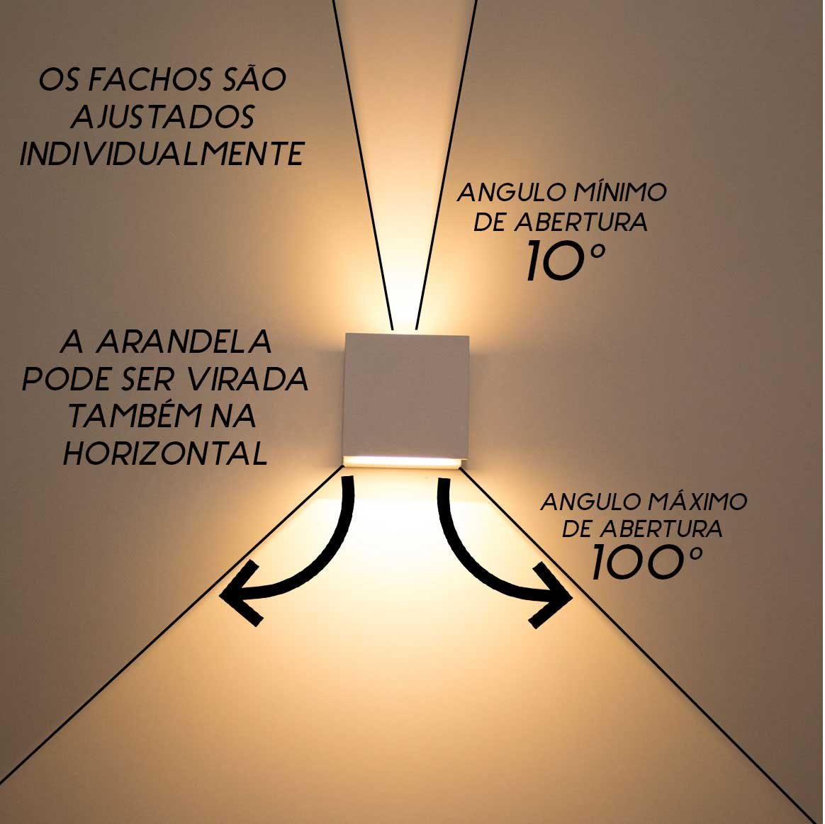 Arandela 2 Fachos Regulável Led Garantia De 5 Anos - Luminária Marrom St423 - 3