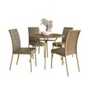 Ver imagem 2 de Conjunto de Sala de Jantar 4 Cadeiras Bahamas Carraro Noce Dourado