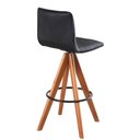 Ver imagem 5 de Banqueta Giratória com Encosto Estofado e Base em Madeira Castanho – Lucy Exclusiva Courino