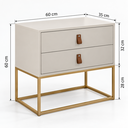 Ver imagem 6 de Mesa Unic 60cm Cabeceira de Cama Quarto Solteiro Base Ferro:Off White/Dourado