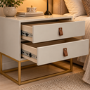 Ver imagem 3 de Mesa Unic 60cm Cabeceira de Cama Quarto Solteiro Base Ferro:Off White/Dourado
