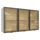 Ver imagem 1 de Kit 2 Armários Aéreos de Cozinha 3 Portas 120 cm Branco/Preto Vidro Reflecta Bronze Vinil Madesa