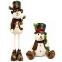 Ver imagem 2 de Conjunto Boneco de Neve Decorativo Natalino Retrátil Pelúcia 90cm e Sentado 37cm Cartola Xadrez - Ma