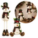 Ver imagem 4 de Conjunto Boneco de Neve Decorativo Natalino Retrátil Pelúcia 90cm e Sentado 37cm Cartola Xadrez - Ma