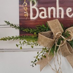 Placa Madeira Banheiro Verde 34x34 - 2