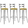 Kit Banqueta Alta Com Encosto 3 Peças BQ012 Cromado Amarelo Lafatelli - 1
