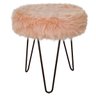 Puff Pelucia Felpudo Fofo com Pelo Sintético Rose com Pés de Ferro - 1