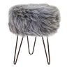 Puff Peludo Felpudo Fofo com Pelo Sintético Cinza Pés de Ferro - 1