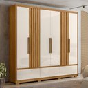 Ver imagem 4 de Guarda Roupa Casal 6 Portas 3 Gavetas Freijó - Off White Amazonas - Moval
