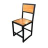 Cadeira com Encosto Aço Ferro Mdf Robusta Cor Cinza Mdf Branco Estilo Industrial Cd-01 - 1