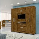 Ver imagem 4 de Guarda-Roupa Casal Dubai 6 Portas 3 Gavetas Multifuncional com Painel para Tv de 32 - Moval - Castan