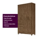 Ver imagem 5 de Guarda Roupa Madri 110cm 4 Portas Castanho Wood Moval