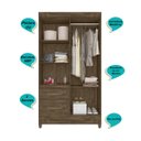 Ver imagem 4 de Guarda Roupa Madri 110cm 4 Portas Castanho Wood Moval