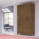 Ver imagem 1 de Guarda Roupa Madri 110cm 4 Portas Castanho Wood Moval