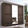 Guarda-Roupa Roupeiro Bom Pastor Ilhéus Bello Casal 3 Portas de Correr com Espelho e Pés - Café - 2