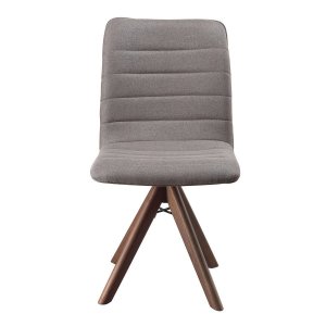 Cadeira Giratória com Assento Estofado e Base em Madeira Maciça – Chanel Exclusiva Linho Cacau